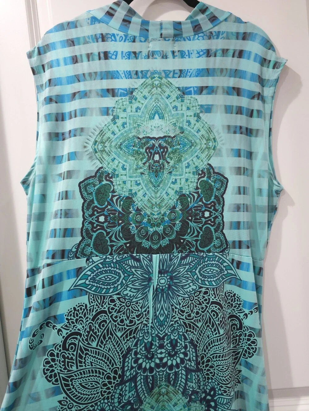 WORLD UNITY Boho Summer Resort Sleeveless V-Neck Maxi Dress, Stretchy, Size XL - Picture 13 of 15